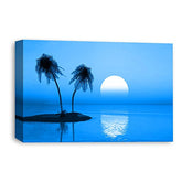 LR Sunset Beach Wall Art Picture – Blue Seascape Framed Canvas Print | Ready to Hang | Modern Wall Art for Living Room, Bedroom & Office