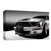 LR Ford Mustang Car Wall Art Picture Silver Muscle USA Framed Canvas Panel Print Ready to Hang