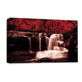 LR Waterfall Wall Art Picture – Grey, Red & White Forest Framed Canvas Print | Ready to Hang | Modern Wall Art for Living Room, Bedroom & Office