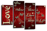LR Love Wall Art Print Picture Red Cream Family Quote Framed Split Panel Ready to Hang