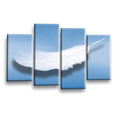 LR Abstract Blue Wall Art Picture – Grey & White Modern Framed 4 Panel Split Canvas Print | Ready to Hang | Modern Wall Art for Living Room, Bedroom & Office