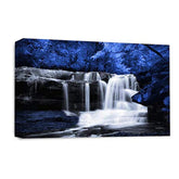 LR Waterfall Wall Art Picture – Grey, Blue & White Forest Framed Canvas Print | Ready to Hang | Modern Wall Art for Living Room, Bedroom & Office