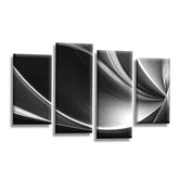 LR Grey Abstract Wall Art Picture – Black & White Modern Framed 4 Panel Split Canvas Print | Ready to Hang | Modern Wall Art for Living Room, Bedroom & Office