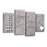 LR Love Quote Home Wall Art Picture – Grey & Powder Grey Framed 4 Panel Split Canvas Print | Ready to Hang | Modern Wall Art for Living Room, Bedroom & Office