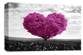 LR Floral Love Heart Tree Wall Art Picture Purple Plum Grey Abstract Flower Landscape Framed Print Ready to Hang