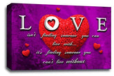 LR Love Wall Art Picture – Purple & Red Quote Framed Canvas Print | Ready to Hang | Modern Wall Art for Living Room, Bedroom & Office