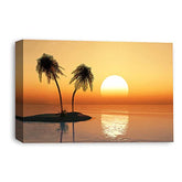 LR Sunset Beach Wall Art Picture – Orange Seascape Framed Canvas Print | Ready to Hang | Modern Wall Art for Living Room, Bedroom & Office