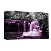 LR Purple Waterfall Wall Art Picture – Grey & White Forest Framed Canvas Print | Ready to Hang | Modern Wall Art for Living Room, Bedroom & Office