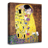 LR The Kiss Wall Art Picture – Gustav Klimt Fine Art Framed Canvas Print | Ready to Hang | Modern Wall Art for Living Room, Bedroom & Office