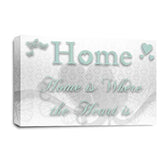 LR Home Love Quote Wall Art Picture – White & Duck Egg Framed Canvas Print | Ready to Hang | Modern Wall Art for Living Room, Bedroom & Office