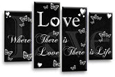 LR Love Quote Wall Art Picture Black White Family Framed Split Panel Print Ready to Hang