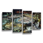 LR Hajj Mecca Islamic Wall Art Picture Framed 4 Panel Split Canvas Print | Ready to Hang | Modern Wall Art for Living Room, Bedroom & Office