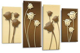 LR Floral Rose Canvas Art Picture Brown Cream Flower Love Framed Split Panel Print