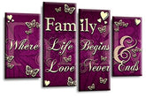 LR Family Love Quote Wall Art Picture Purple Cream Framed Split Panel Print Ready to Hang
