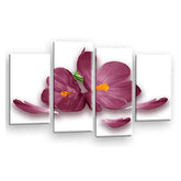 LR Floral Wall Art Picture – Purple & White Orchid Framed 4 Panel Split Canvas Print | Ready to Hang | Modern Wall Art for Living Room, Bedroom & Office