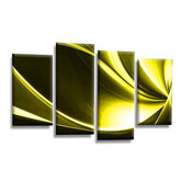 LR Yellow Abstract Wall Art Picture – Black & White Modern Framed 4 Panel Split Canvas Print | Ready to Hang | Modern Wall Art for Living Room, Bedroom & Office