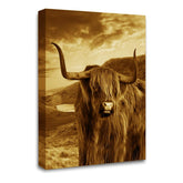 LR Highland Cow Stag Wall Art Picture – Cream & Brown Framed Canvas Print | Ready to Hang | Modern Wall Art for Living Room, Bedroom & Office