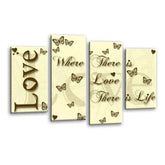 LR Love Quote Wall Art Picture – Cream & Brown Framed 4 Panel Split Canvas Print | Ready to Hang | Modern Wall Art for Living Room, Bedroom & Office