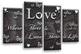 LR Love Quote Wall Art Picture Grey White Family Framed Split Panel Print Ready to Hang