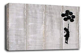 LR Banksy Balloon Girl Art Print Grey White Graffiti Love Framed Canvas Wall Picture Ready to Hang