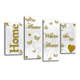 LR Love Quote Home Wall Art Picture – Gold & White Framed 4 Panel Split Canvas Print | Ready to Hang | Modern Wall Art for Living Room, Bedroom & Office