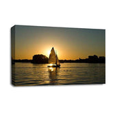 LR Sunset Beach Wall Art Picture – Seascape Framed Canvas Print | Ready to Hang | Modern Wall Art for Living Room, Bedroom & Office