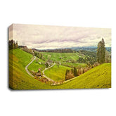 LR Landscape Lake Wall Art Picture Mountains Fields Framed Canvas Panel Print Ready to Hang