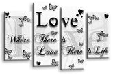 LR Love Quote Wall Art Picture White Black Grey Framed Canvas Heart Split Panel Print Ready to Hang