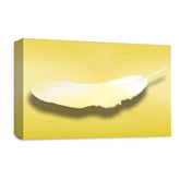 LR Abstract Feather Wall Art Picture – Yellow & White Modern Framed Canvas Print | Ready to Hang | Modern Wall Art for Living Room, Bedroom & Office
