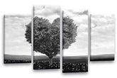 LR Floral Love Heart Wall Art Picture Abstract Tree Grey White Flower Framed Split Print Ready to Hang