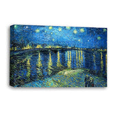 LR Starry Night Wall Art Picture – Van Gogh Fine Art Framed Canvas Print | Ready to Hang | Modern Wall Art for Living Room, Bedroom & Office