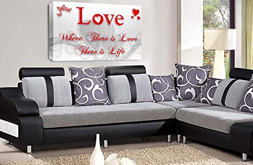 LR Love Wall Art Print Framed White Red Home Family Quote Canvas Picture Ready to Hang