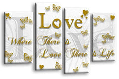 LR Love Quote Wall Art Picture Gold White Family Framed Split Panel Print Ready to Hang