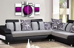 LR Abstract Wall Art Picture – Purple & White Modern Framed 4 Panel Split Canvas Print | Ready to Hang | Modern Wall Art for Living Room, Bedroom & Office