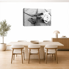 LR Floral White Rose Wall Art Picture – Grey Framed Canvas Print | Ready to Hang | Modern Wall Art for Living Room, Bedroom & Office