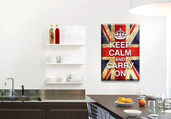 LR Keep Calm Wall Art Canvas Picture Carry On Red White Blue Union Jack Home Framed Panel Print Ready to Hang