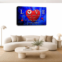 LR Love Quote Wall Art Picture – Red & Blue Framed Canvas Print | Ready to Hang | Modern Wall Art for Living Room, Bedroom & Office