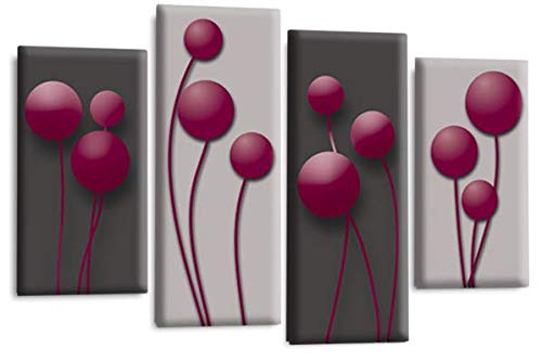 LR Floral Wall Art Print Purple Grey Abstract Flower Love Framed Split Panel Picture Ready to Hang