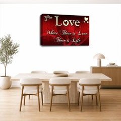 LR Love Quote Wall Art Picture – Red & Cream Framed Canvas Print | Ready to Hang | Modern Wall Art for Living Room, Bedroom & Office