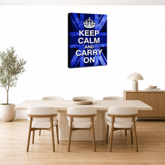 LR Keep Calm Wall Art Picture – Blue & White Typography Framed Canvas Print | Ready to Hang | Modern Wall Art for Living Room, Bedroom & Office