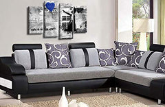 LR Banksy Heart Art Print Blue Grey Balloon Girl Framed Canvas Split Wall Picture Ready to Hang