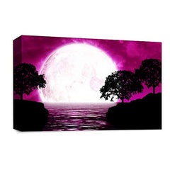 LR Abstract Landscape Wall Art Picture – Purple, Black & White Seascape Framed Canvas Print | Ready to Hang | Modern Wall Art for Living Room, Bedroom & Office