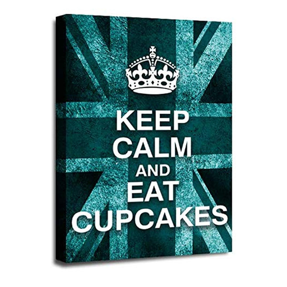 LR Keep Calm Wall Art Picture – Teal & White Typography Framed Canvas Print | Ready to Hang | Modern Wall Art for Living Room, Bedroom & Office
