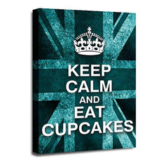 LR Keep Calm Wall Art Picture – Teal & White Typography Framed Canvas Print | Ready to Hang | Modern Wall Art for Living Room, Bedroom & Office