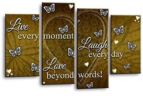 LR Live Laugh Wall Art Picture Cream Brown Love Heart Home Framed Split Panel Print Ready to Hang