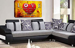 LR Love Quote Wall Art Picture Yellow Red Heart Framed Canvas Print Ready to Hang