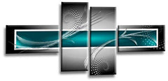LR Teal Grey Abstract Canvas Art Picture Black White Squares Large Love Home Split Wall Panel Print