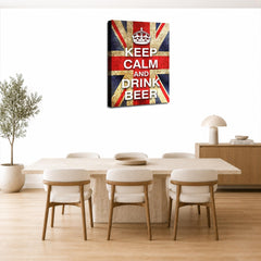 LR Keep Calm Wall Art Picture – Red, Blue & White Typography Framed Canvas Print | Ready to Hang | Modern Wall Art for Living Room, Bedroom & Office