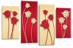 LR Floral Rose Canvas Art Picture Red Cream Flower Love Framed Split Panel Print