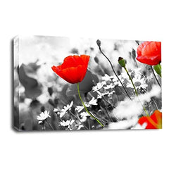 LR Floral Flower Poppy Wall Art Picture Yellow White Rose Framed Panel Print Ready to Hang